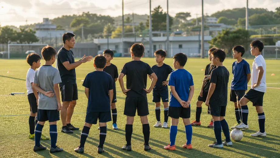 ジュニア高学年クラスでサッカーを練習する子どもたち
